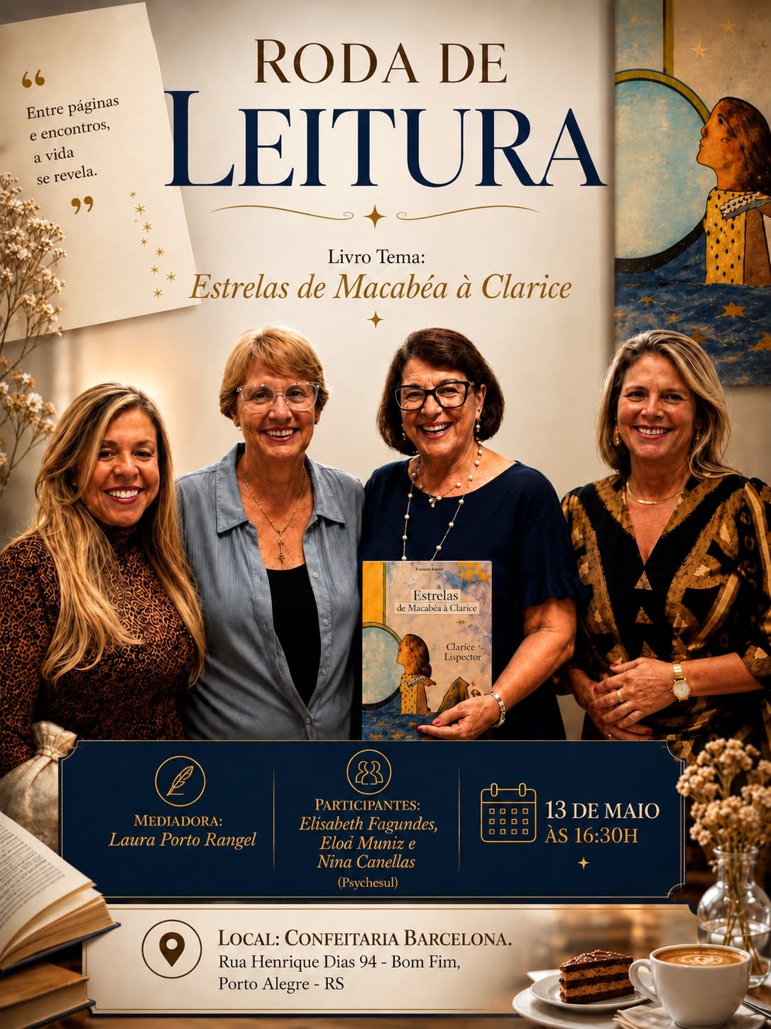 Cartaz da Roda de Leitura Estrelas de Macabéa à Clarice, de 13 de maio